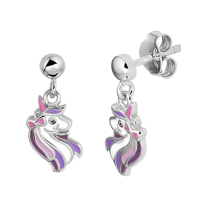 Yep! oorhangers emaille eenhoorn - Zilver