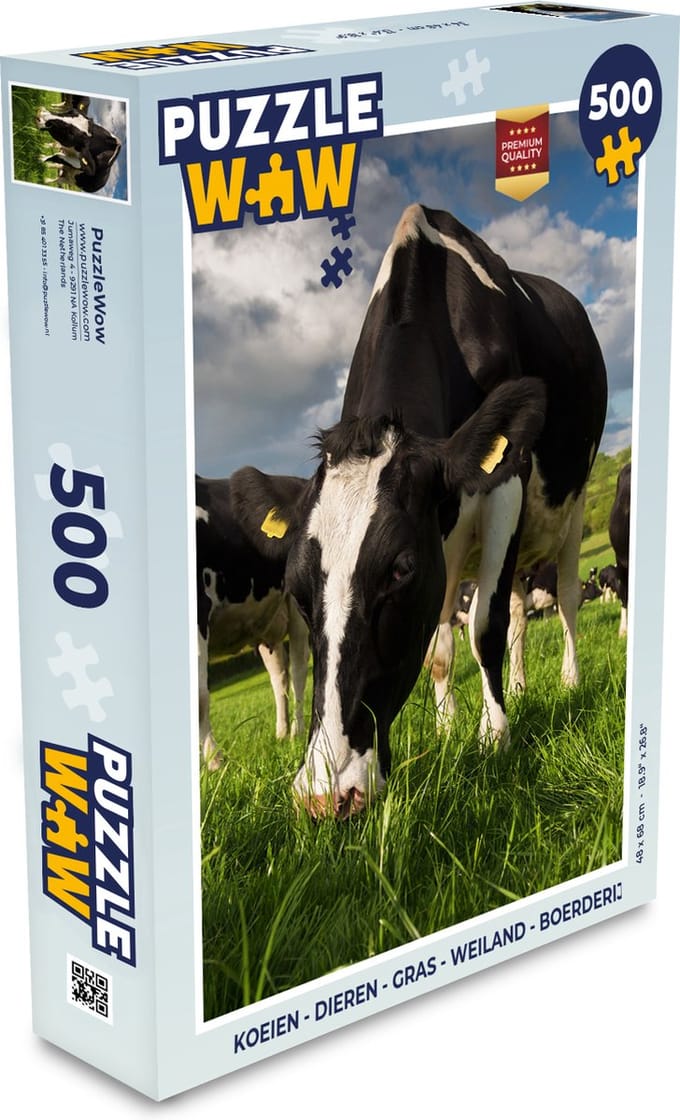 Puzzel Koeien - Dieren - Gras - Weiland - Boerderij - Legpuzzel - Puzzel 500 stukjes