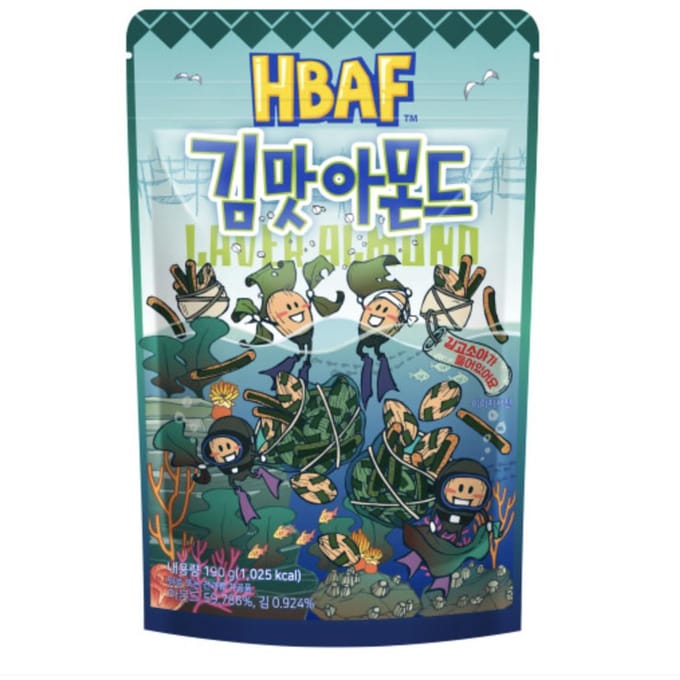 HBAF Amandelen met Zeewier Smaak Hartige Krokante Snack 190g (verpakking van 3 stuks) white