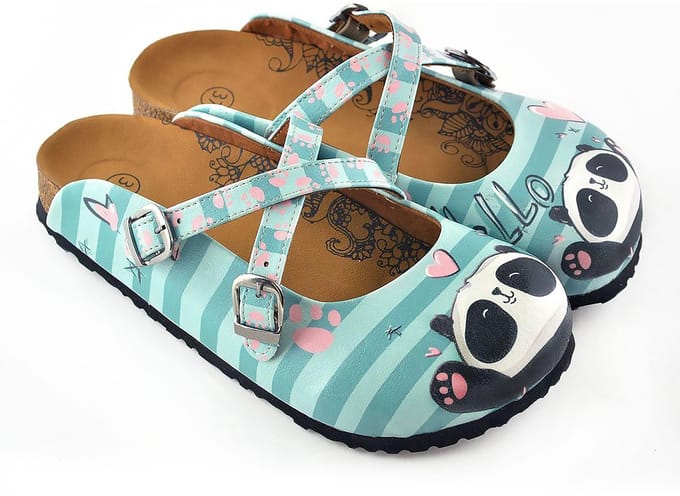 Goby Panda Clogs Dames - Vegan Leer - Handmade - Panda Print - Maat 36