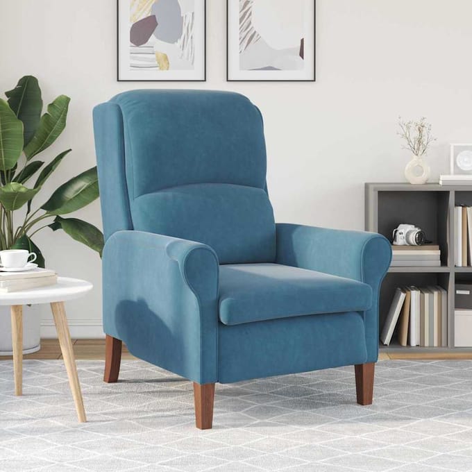 vidaXL - Fauteuil - Blauw - Fluweel