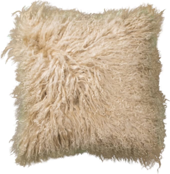 Van Buren - Tibetaans schapenvacht kussen - Camel 45x45cm - 100% echt schapenvacht