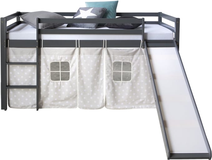 Homestyle4u Hoogslaper - 90x200 cm - Grijs - met glijbaan
