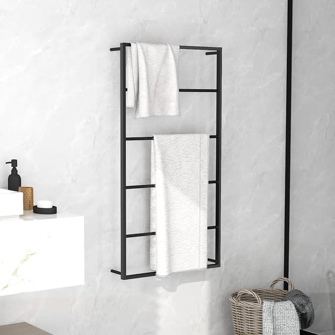 vidaXL - Handdoekenrek - 60x10x116 - cm - staal - zwart