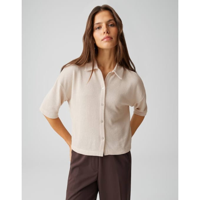 Gebreid shirt van viscosemix met polokraag model 'Sitrica'