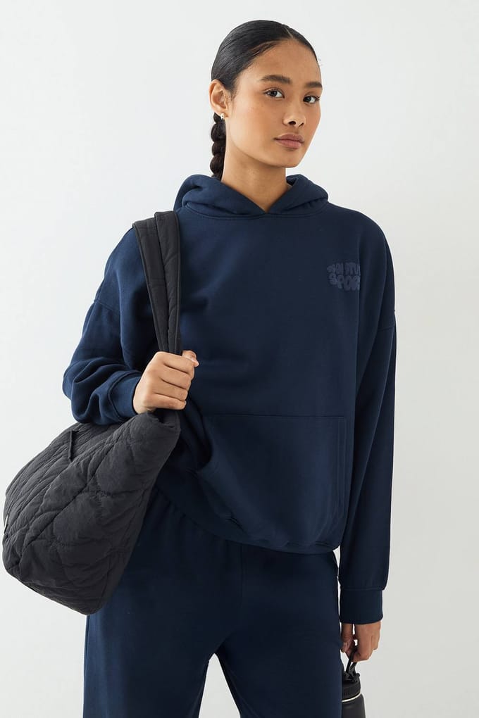 Dames DSGN Studio Sport Bubble Print Oversized Hoodie | Marineblauw | Maat: Small