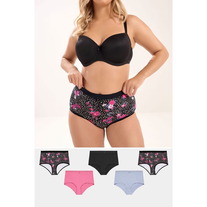 Yours 5 Pack Zwarte Slips Met Volledige Dekking En Vlinderprint Size 46-48