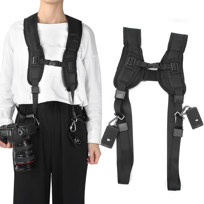 Schouderriem Zwart Nylon Universeel Verstelbaar Ademend Camera Houder Nekriem black