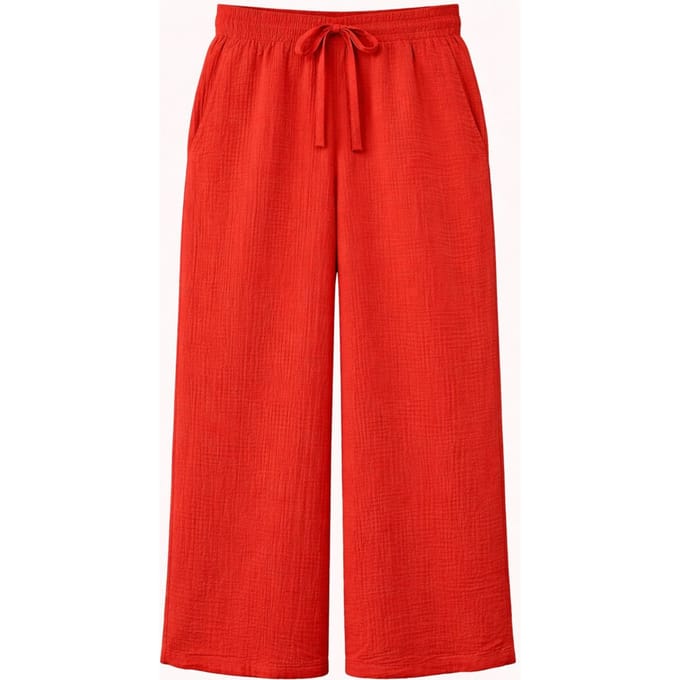 Hoge Taille Textuur Muslin Stof Broek