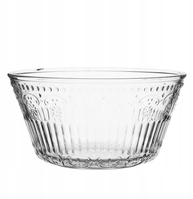 Karen Serie - Doorzichtige Glazen Kom - 13cm - 400ml - Gestructureerd Ontwerp