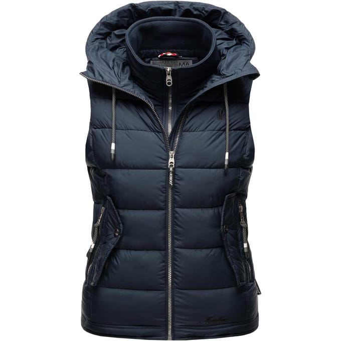 Marikoo dames gewatteerd vest – Taisaa, licht met capuchon & snackvak
