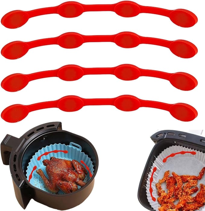 Set van 4 Magneten voor Airfryer, Keukenaccessoires, Silicone, Handige Kooktips en Temperatuurinstellingen