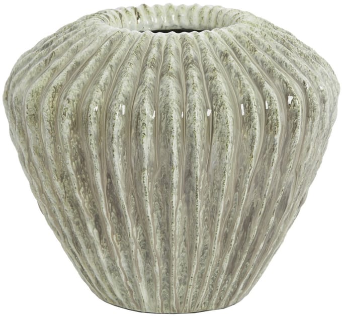 Light & Living vaas CACTI van steen mintgroen glansafwerking - Ø32x28 cm