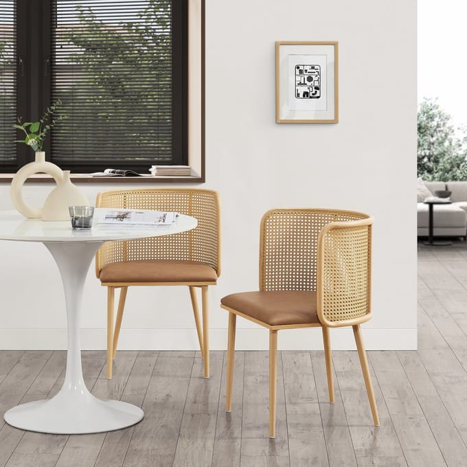 Eetkamerstoel Flen set van 2 bruin en houtkleurig 75x52x49 cm