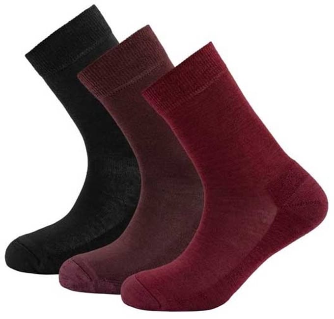 Devold Of Norway Daily Merino Medium Lange Sokken 3 Paren Rood,Zwart EU 36-40 Vrouw