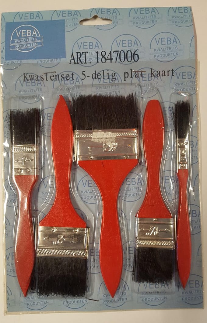 Kwastenset 5 delig - Platte kwasten - Wegwerpkwasten
