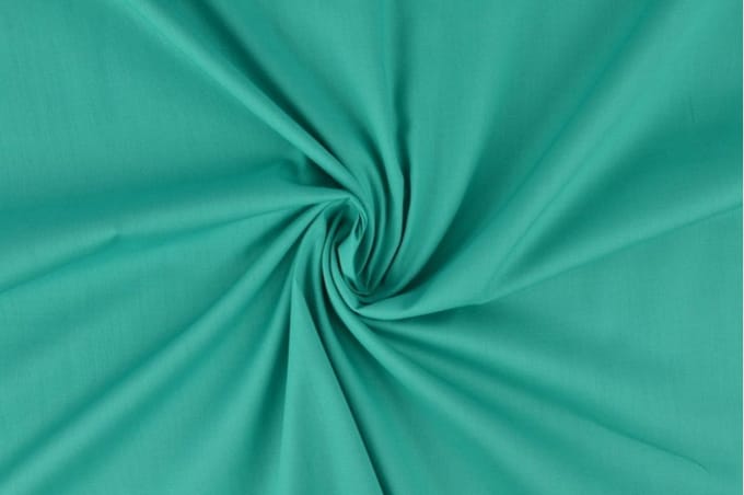 Katoen stof - Per meter - 1 meter - Poplin katoen uni - Turquoise