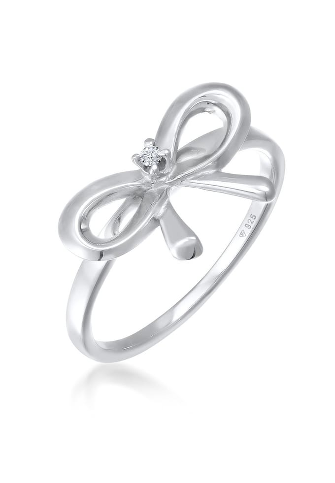Elli PREMIUM - Ring - Dames strik trend met diamant (0,015 ct.) in 925 sterling zilver - Dames