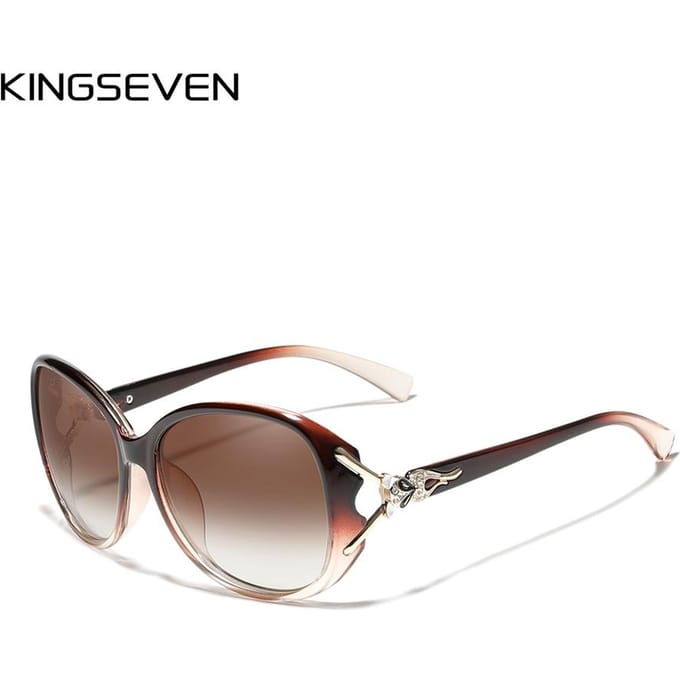 KINGSEVEN Gepolariseerde Retro Groot frame luxe Brillen Lady Merk Designer Zonnebril M bruin