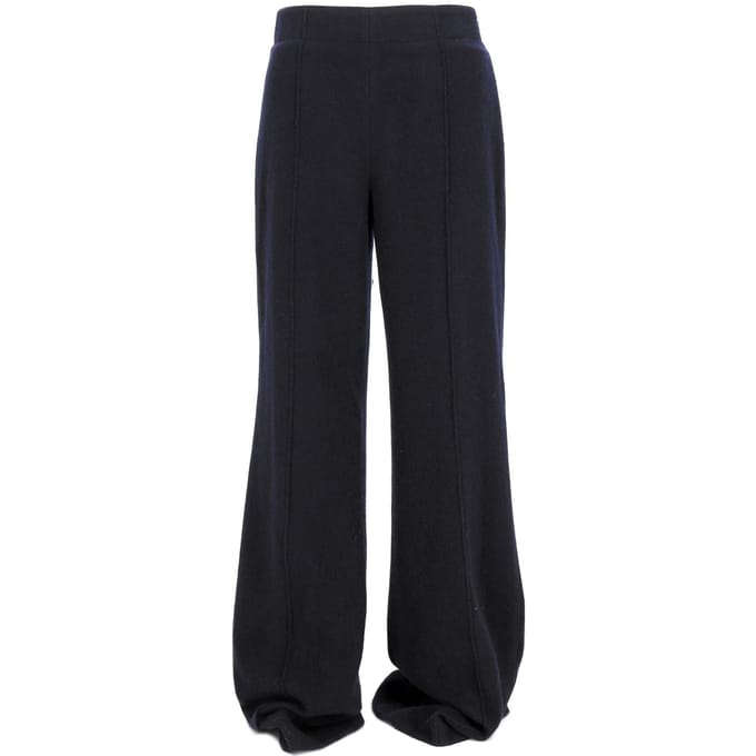 Chloé flared broek met hoge taille in marineblauw kasjmier