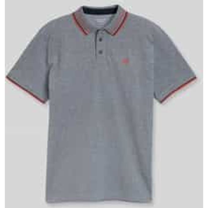 Tom Tailor - Piqué poloshirt met logo-print - Maat M - navy white two tone pique