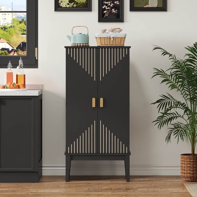 Keukenkast - 120×59×30 cm - 2 Deuren + Deurplank - Vintage Opbergkast - MDF - Naturel