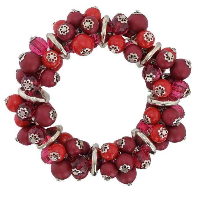 Behave - Kralen armband - Rood- Elastisch