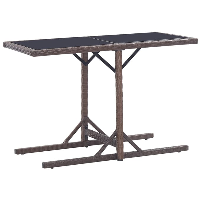 vidaXL - Tuintafel - 110x53x72 - cm - glas - en - poly - rattan - bruin