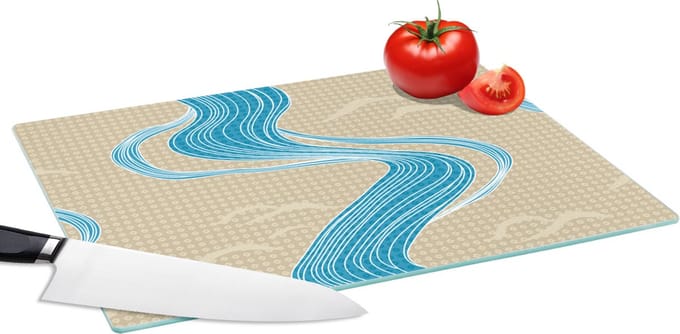 Glazen Snijplank - 39x28 - Patroon - Berg - Rivier - Snijplanken Glas