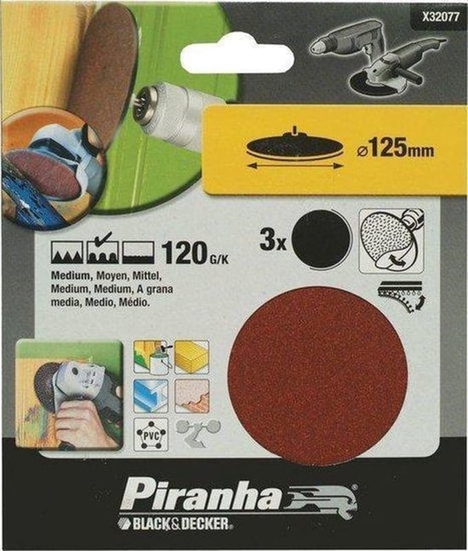Piranha Schuurschijf  125 mm zelfhechtend 120K 3stuks X32077