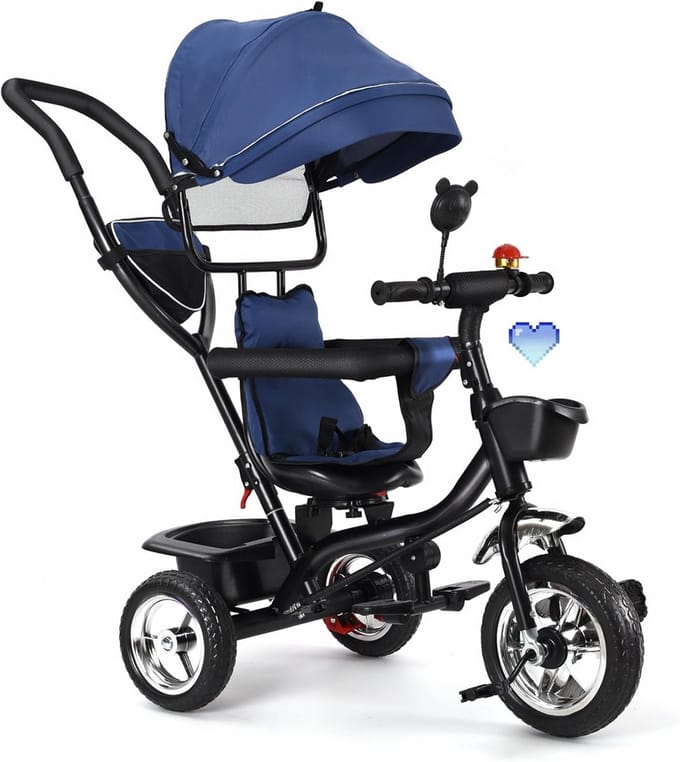 Kinderdriewieler - Kinderscooter loopfiets - Buiten spelen - 4-in-1 aanpasbaar - 75 x 46 x 106 cm - Donkerblauw