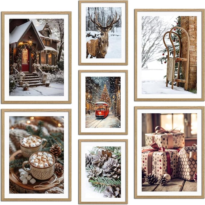 Poster Set met Lijsten - Wanddecoratie Prints - Woonkamer Inrichten - Set van 7 Posters