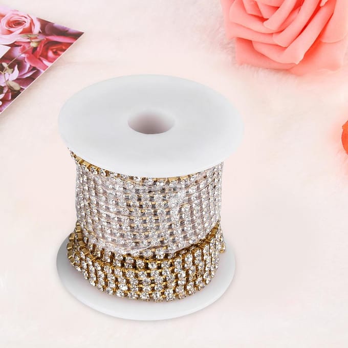 Helder Glas Strass Cupketting Kristal Naaiben Accessoire Decoratie (Goud) white