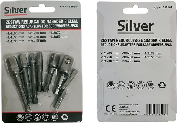 VERLOOPSTUKKEN ADAPTERS VOOR DOPDRAAIERS 1/4" 3/8" 1/2" 8 dlg. HEBBES TOOLS
