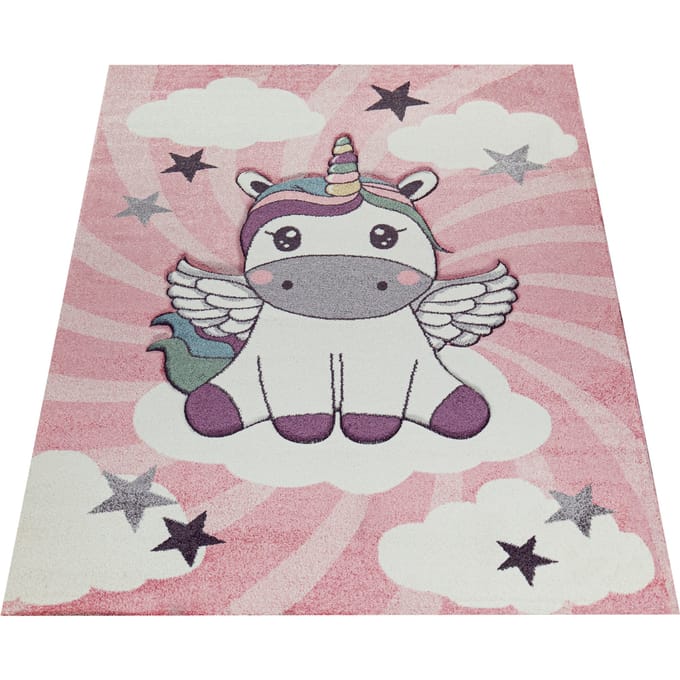 Kindertapijt Kosmos roze 133 cm vierkant