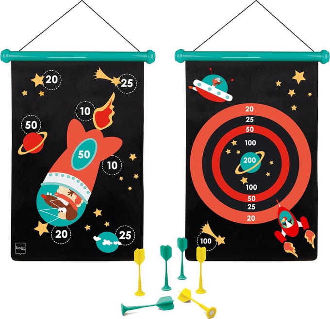 SCRATCH Magnetische Darts - Ruimte - 36X55Cm - 2-Zijdig - 5 Jaar