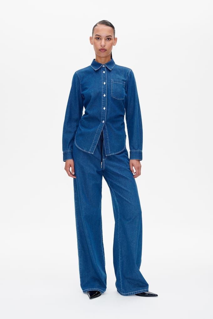Baum und Pferdgarten Maria Shirt Light Worn Denim Größe: 38 | Longsleeves Outlet | Damen | Blau