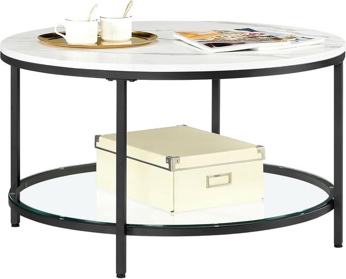 Moderne Salontafel Met Glazen Blad En Ruimte Voor Opberging