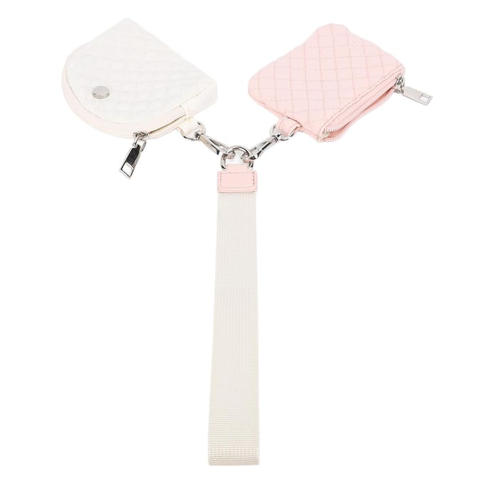 Mini Portefeuille Bracelet Zippé Élégant Amovible Portable Double Pochette Porte-clés white