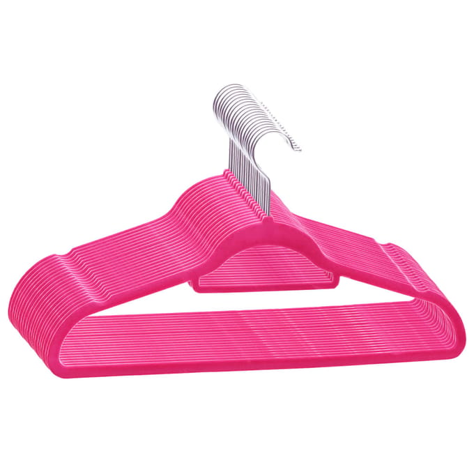 vidaXL - 20-delige - Kledinghangerset - anti-slip - fluweel - roze