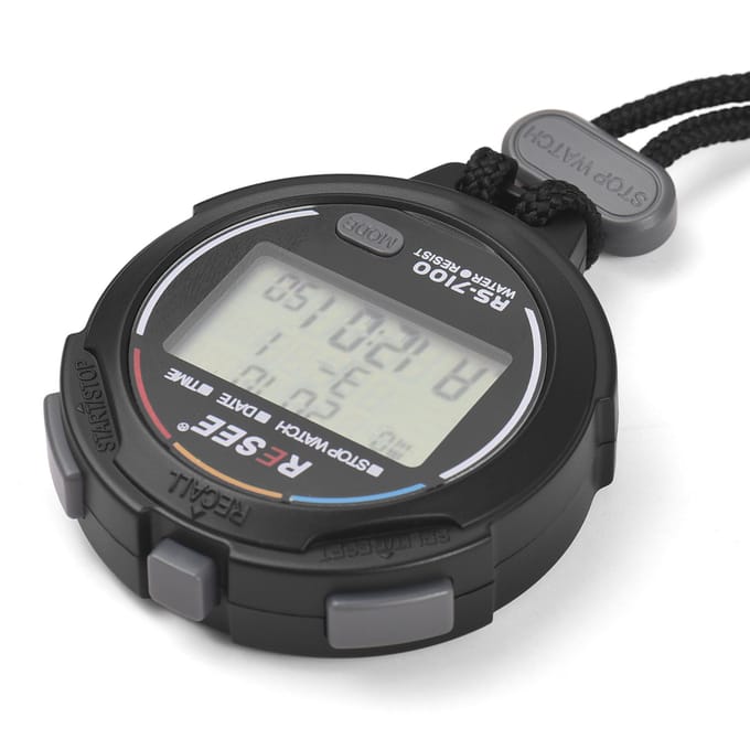 Digitale stopwatch voor sporttrainers, atletiektrainers, nauwkeurige timing tot op 1/1000 seconde met aftelling zwart