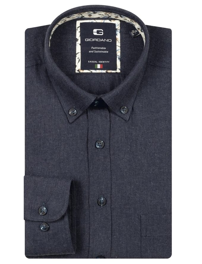 Giordano overhemd donkerblauw buttom down