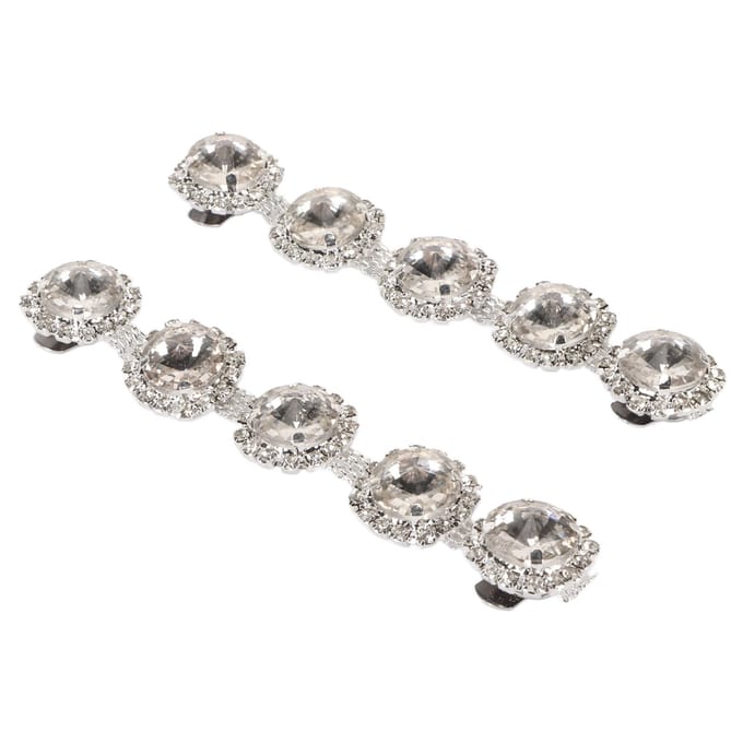 2 stuks Kristalglas Strass Schoenklemmen Stijlvolle Strass Schoenklemmen Decoratie voor DIY Bruiloft white