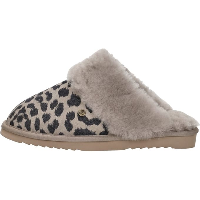 Warmbat Collie Print Panther Dames Sloffen - Taupe