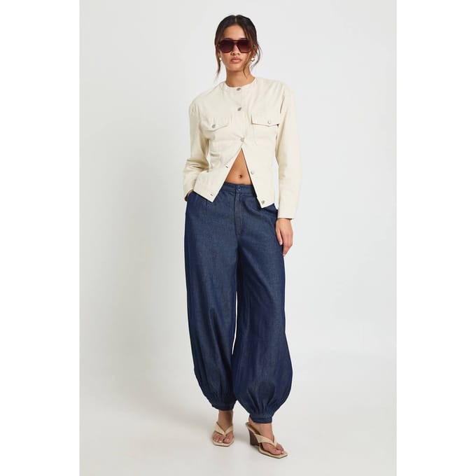 boohoo Dames Chambray Harembroek | Indigo | Maat: 38