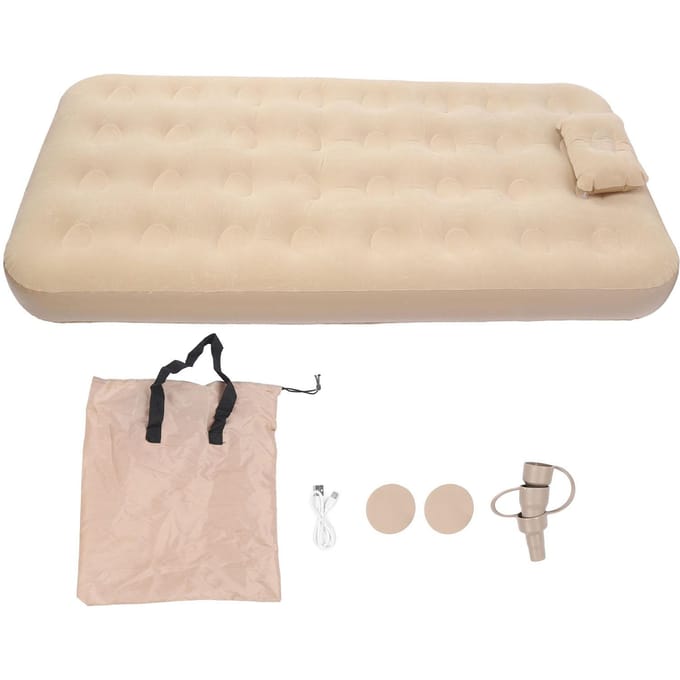 Matelas gonflable autogonflant de 74,8 pouces avec pompe intégrée beige