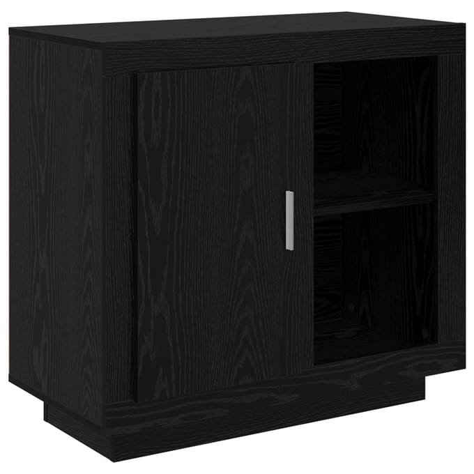 vidaXL - Dressoir - Zwart - Eiken - 80 - x - 40 - x - 75 - cm - Bewerkt - hout