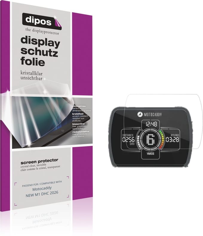 dipos – 2x Beschermfolie geschikt voor Motocaddy NEW M1 DHC 2026 | Krasbestendige & heldere Screenprotector Ultra-Thin
