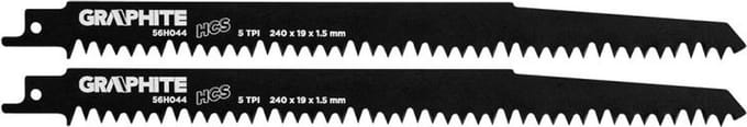 GRAPHITE Reciprozaagblad HCS 240mm – Set van 2 Stuks
