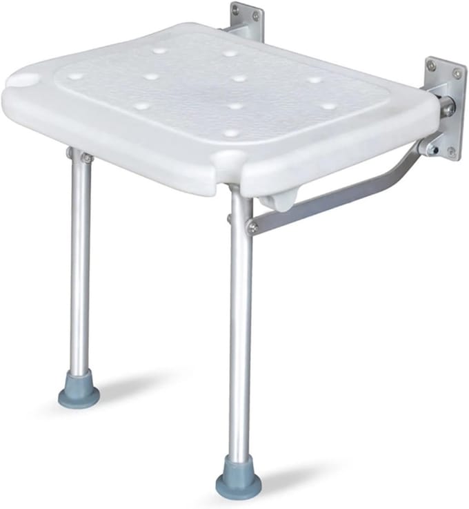 Opvouwbare Kruk - Douche Zitting - Ruimte Besparen - Wandmontage - 40 x 32 cm - Wit